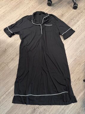 SHEIN Black button night sleep dress pajama XL